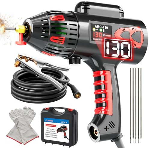 GZ GUOZHI Welding Machine Handheld, 110V 130Amp Portable ARC Welder Hand Held Welder Machine, Digital Display IGBT Inverter with Welding Tool Set and Toolbox