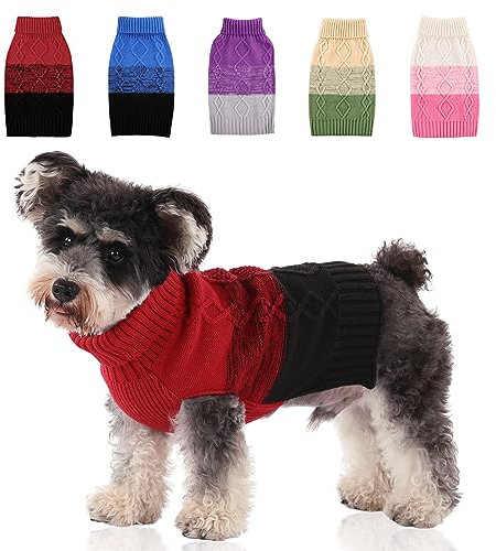 ASENKU Warmer Hundepullover für kleine und mittelgroße Hunde, Haustierpullover für Herbst und Winter, Hundekleidung, verdickter Pullover für Welpen, Katzen, Rollkragenpullover für Hunde, Chihuahua,