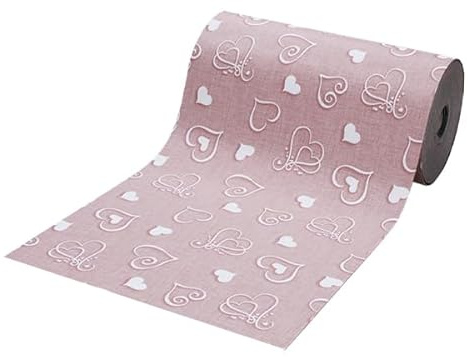 SaRani Tappeto Guida Passatoia Corsia Runner da Cucina Gomma Antiscivolo Fantasia Cuore Bianco (Rosa, 200x50 cm)