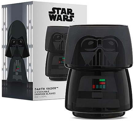 JoyJolt Character Stackable Star Wars Trinkgläser 226,8 g Darth Vader Set mit Kopf und Körper! 2er-Set für Küche oder Bar - Tolles Geschenk