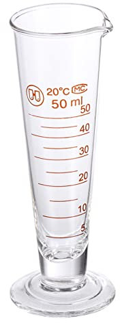 HEMOTON Vaso medidor de cristal con vaso estándar de laboratorio de 50 ml para transferencia de líquidos, ligeramente estable