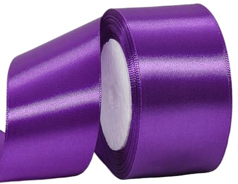 Ruban de satin épais de 50 mm pour emballage cadeau, travaux manuels, Halloween, fête de Noël, voiture de mariage, nœuds pour cheveux, décorations de gâteaux - Violet - 50 mm