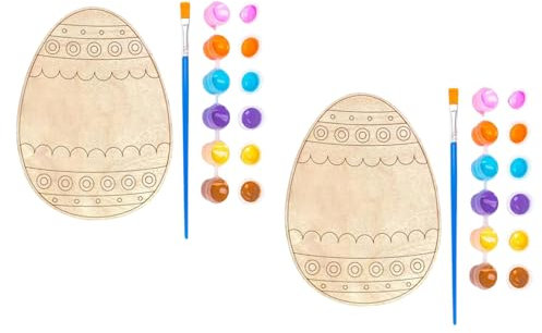 Geonoy Personalisiertes Osterei-Malset mit Namen, Ostereier-Malset, Holzbemalung für Kinder, Korbfüller zum Dekorieren von Ostereiern, Kinder-Osterspiele für die Familie