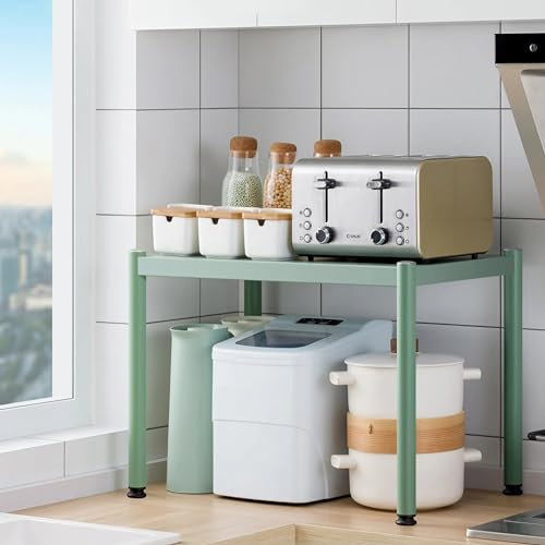 Generic Kitchen 22/24 inch Microwave Oven Rack, 2-tier Carbon Steel Toaster Storage Shelf, Green (Size : 60cm/24inch), ISTJBCCJT-60CM/24INCH