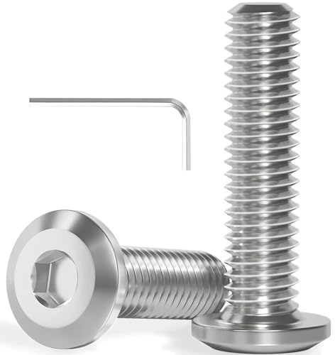 Dayalo 30 Stück M8 Schrauben, Flachkopfschrauben M8 x 16 mm Edelstahl A2 V2A Linsenkopfschrauben mit Innensechskantschlüssel für Möbelmontage, Fahrrad, DIY