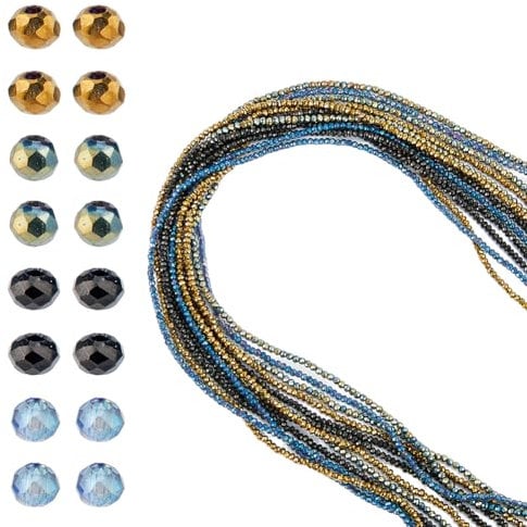 HOBBIESAY 12 Strands 2mm Electroplate Glass Beads 4 Colors Rondelle Crystal Beads About 2640Pcs Faceted Craft Beads Strands for Making DIY Bracelets Necklaces Earrings Curtains Pendant Jewelry