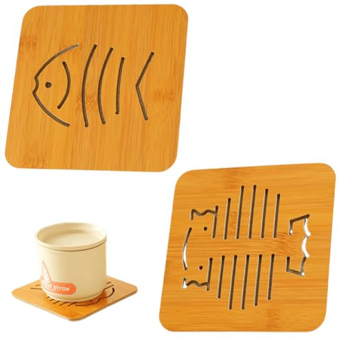 BQRKOTM 2 Pezzi Sottopentola Naturale in Legno - Resistente, Antiscivolo, Termoisolante Per Pentole Da Cucina - Tappetini Isolanti Al Calore