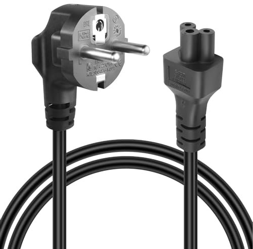 TECHZOCO Cable alimentación Trebol IEC-320-C5, Cable trebol, Cable Corriente para HP, Acer, DELL, Sony, Lenovo, TV LG Samsung Monitor Laptop Notebook, Cargadores de Ordenador portatil, 1.80 Metros