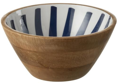 Saladier en manguier décoré marine et blanc 24 cm