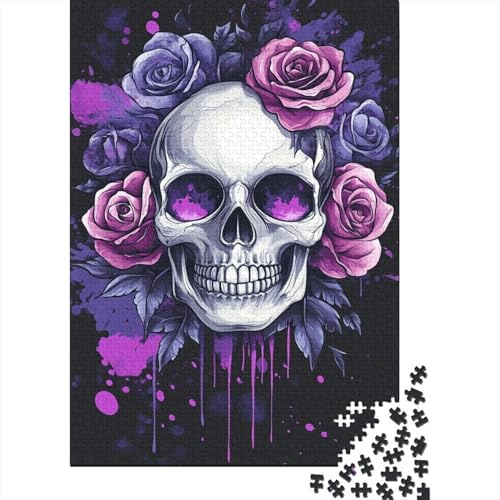 Puzzle Rose Fond Noir Violet Adulte 1000 pièces détente déco nan