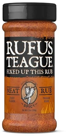 Rufus Teague Spicy Meat Rub 184g – Smoky BBQ Dry Rub with Heat for Beef Brisket, Pulled Pork & Grilling – Gift Idea for Men & BBQ Fans