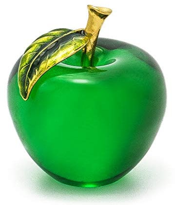 H&D Hyaline&Dora H&D Crystal Apple Figurine,Glass Fruit Paperweight for Table,Wedding Home Decoration (Green)