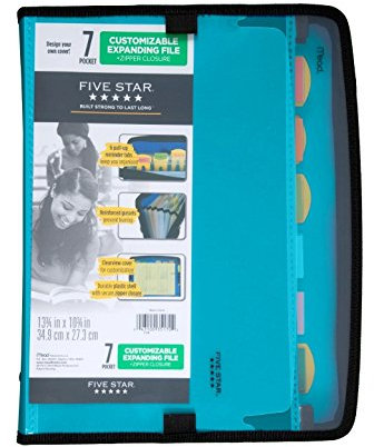 Fünf Star® Fächermappe Ordner mit Reißverschluss, 7 POCKET – Multicolor