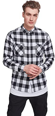 Urban Classics Homme Checked Flanell Shirt Chemise, Blk/Wht, M EU