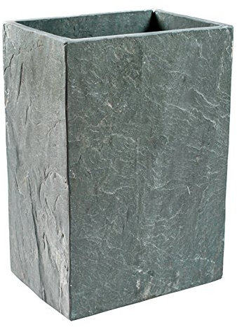 Yuchengstone Schiefer Übertopf Blumentopf Blumenkübel aus Naturstein, grün, Maße: H/B/T:28/20/27,5cm, Gewicht: ca. 12kg