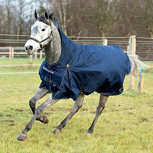Horze Avalanche Pro Weidedecke mit Fleece, 1200D, leichtes/mittleres Gewicht, Regendecke, Pferdedecke,Wasserdicht Und Winddicht, Atmungsaktiv, Schweiflatz, Größe 75-165 cm, Blau, Blau, 145
