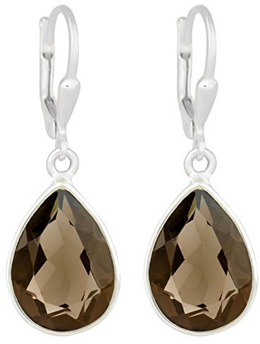 I-be,Rauchquarz facettiert 8x12 mm Edelstein Ohrringe Tropfenl 925 Silber, Gesamtlänge 3,1 cm im Geschenketui, 395024 k KB
