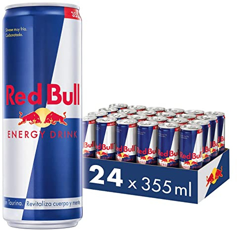 Red Bull Bebida Energética, Regular - 24 latas de 355ml - Total 8520ml | contiene cafeína, taurina, vitaminas B, azúcar y agua, 355 ml, pack de 24 latas