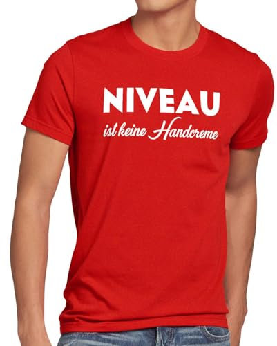 style3 Niveau ist Keine Handcreme Herren T-Shirt Creme Funshirt Spruch, Größe:XL, Farbe:Rot