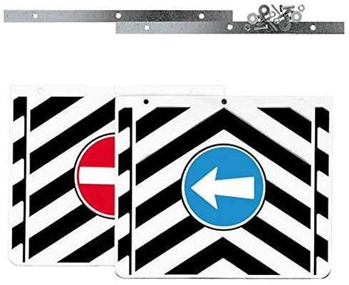 AutoScheich® Universal Schmutzfänger Spritzlappen Set 35x30cm Truck LKW Anhänger Auflieger hinten vorn Schutz mit Verkehrszeichen