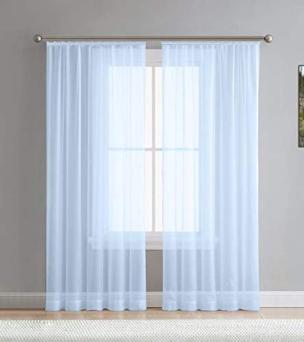 Mass-Gardinen-Shop Gardine nach Maß, maßgeschneidert, Store Webstore, halbtransparent, Kräuselband, Vorhang nach Maß, fertig konfektioniert (Höhe: 255cm x Breite: 145cm, Blau)