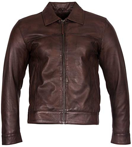 Men's Retro Brown 100% Nappa Leather Harington Biker Jacket 2XL