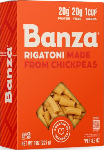 Banza - Chickpea Pasta Rigatoni - 8 oz. | High Protein Pasta - Made with Chickpeas - Gluten Free - Quick Meal
