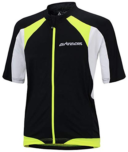 Airtracks Herren Fahrradtrikot Kurzarm PRO T Radtrikot Jersey Bike Radler Shirt Atmungsaktiv Schnelltrocknend Reflektierend Größen XS S M XL XXL XXXL XXXXL (schwarz-weiß, XXXL)