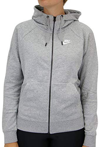 Nike Damen Sweatshirt W NSW ESSNTL HOODIE FZ FLC, dk grey heather/(white), 2XL, BV4122