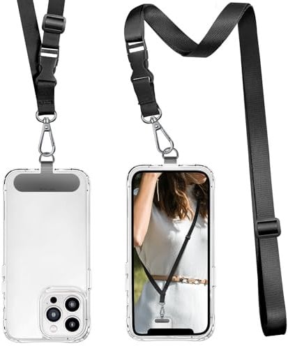 ROCONTRIP Crossbody Phone Lanyard Patch Neck Strap Lanyard with Detachable Neckstrap Compatible with Most Smartphone Nylon(Black)