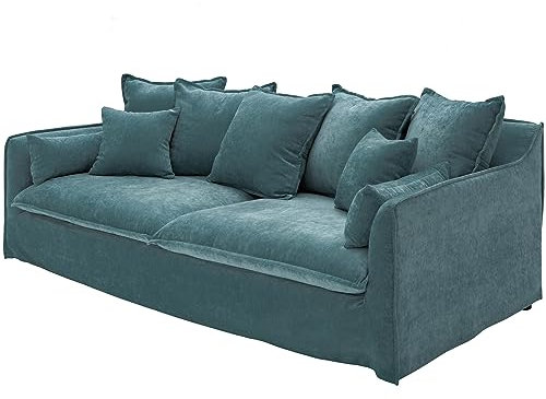 invicta INTERIOR Großes 3er Sofa Heaven 210cm Petrol Samt Abnehmbarer Bezug 3-Sitzer Sofa Hussensofa