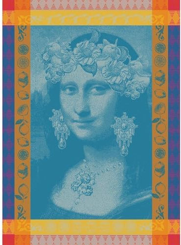 Garnier Thiebaut - Geschirrtuch, Küchentuch - Mona Lisa Bleu - Baumwolle - 56 x 77 cm