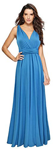 RKWEI Damen Kleider Ladies Sexy Long Dress Women Bridesmaid Formal Multi Way Wrap Convertible Infinity Maxi Dress Party Bandage Dresses -Color_10_S