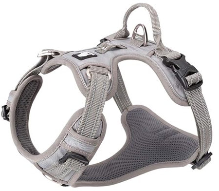 Truelove True Love Hundegeschirr, kein Ziehen, verstellbar, reflektierend, weiches Nylon, für kleine und große Haustiere, TLH56512 (M, grau)