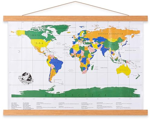 Benjia - Guida magnetica per poster, stampe, immagini, in legno (larghezza 140 cm, colore: legno di teak)