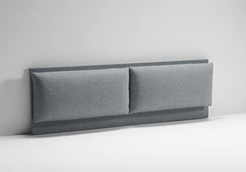 EVERGREENWEB - Testiera Letto Matrimoniale Imbottita, Elegante Testata Letto a Doppio Cuscino da Parete in Tessuto Grigio Liscio Antimacchia, Incluso Kit di Montaggio GRATIS, Interno Puro Legno, ROMA