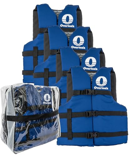 Overton's Universal Adult Life Jacket, USCG Approved Type III - Pack of 4