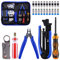 Tanstic 25Pcs Coax Cable Crimper Tool Kit, Including Crimping Pliers and Coax Wire Stripper, Wire Cutter F Compression Connectors and Screwdriver, Coaxial Compression Tool for Cable TV Video Audio
