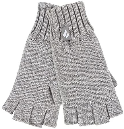 HEAT HOLDERS Handschuhe Fingerlos Damen Warm für Winter Bunt Thermo Handschuhe Ohne Finger mit Fleece Gefüttert (Einheitsgröße, Grau)