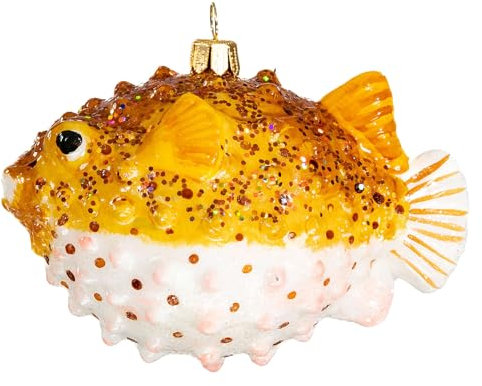 Holyart Kugelfisch, Weihnachtsbaumschmuck aus mundgeblasenem Glas