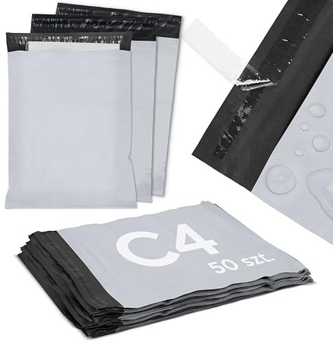 50 Versandbeutel Plastik Versandtaschen a4 b4 c4 versandtaschen warensendung selbstklebend und blickdicht Versandtüten aus Plastik (C4 240x325mm)