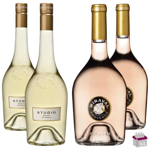 Lot découverte Miraval 4x75cL– 2 Studio by Miraval 2021 Blanc 75cL 13% & 2 Côtes de Provence Rosé 2021 75cL 13%