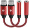 Stouchi Adapter USB C auf Klinke, USB Typ C auf 3,5 mm Kopfhörer Adapter Aux Audio Dongle,Hi Res DAC Chip,Kompatibel mit Samsung Galaxy S22 S21 S20 Ultra Note 20 S10,Pixel 6a,Huawei P50 Rot 2er-Pack
