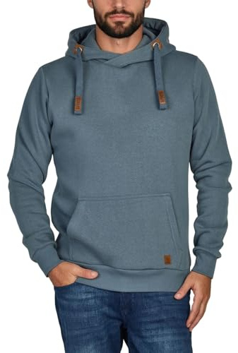 riverso Hoodie Herren Regular Fit RIVNiklas Kapuzenpullover Pullover Cross-Over-Kragen Blau L, Größe:L, Farbe:Turbid Blue