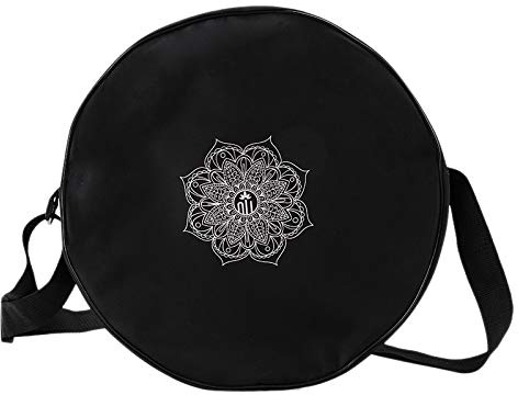 Nicfaky Yoga-Radtasche, Nylon, Schwarz, Mandala, Yoga-Tasche, rund, für Yoga, Rad, große Kapazität