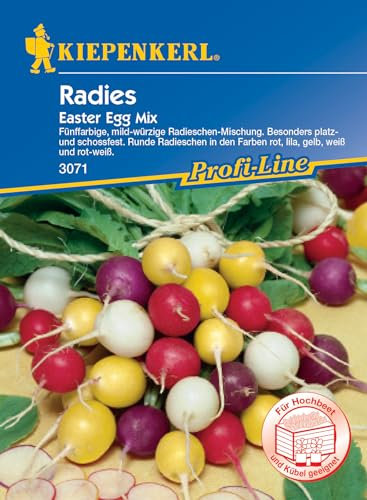 Kiepenkerl Profi-Line Radieschensamen Easter Egg Mix 3071 für 4 lfd. Meter - Bunte Radieschenmischung, mild-würzig, ideal für Hochbeet & Kübel, platz- und schossfest