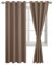 JIUZHEN Blickdicht Vorhänge Verdunkelungsgardinen mit Raffhalter Khaki Gardinen Ösenvorhang für Schlafzimmer Wohnzimmer Verdunkelungsvorhang, Cappuccino, 2 Stück, 215x132cm(HxB)