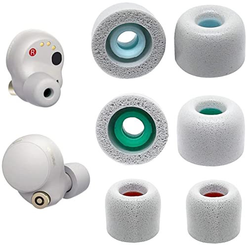 JNSA FoamXM4S3P Ersatz-Ohrstöpsel aus Memory-Schaum, Geräuschisolierung, Schaumstoff-Ohrstöpsel, kompatibel mit Sony WF-1000XM4 WF-1000XM3 Ohrhörern, passend in Hülle, 3 Paar, Silber