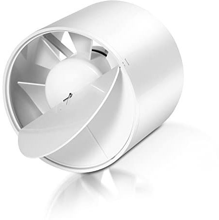 Herrselsam Ventilateur tubulaire avec clapet anti-retour 150 mm - Résistant à la chaleur - Ventilateur silencieux - Pour salle de bain, toilettes, cuisine, grenier