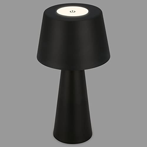 BRILONER – LED Akku Tischleuchte, Stufenweise Dimmbar, Touch, Mobiles Licht, LED Tischlampe Aussen, Tischleuchte kabellos, Schwarz